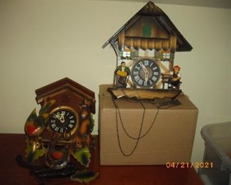 Two of six cuckoo clocks