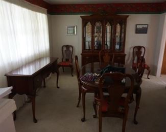 formal dining table, china cabinet, buffet