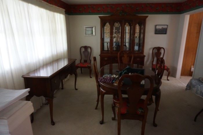 formal dining table, china cabinet, buffet
