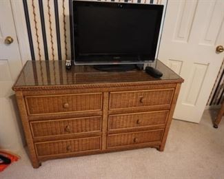 wicker dresser, TV