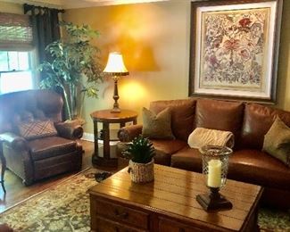 Ethan Allen leather furniture and coffee table