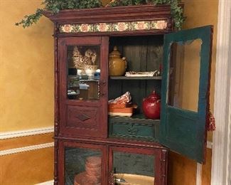 Tile inlaid primitive cabinet
