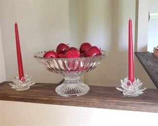 Crystal Bowl and Crystal Candle Holders