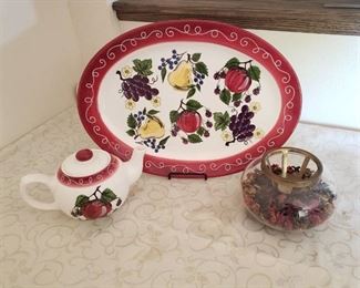 Large Platter, Tea pot and potpourri candle holder