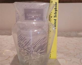Avon Crystal Floral Bouquet Vase