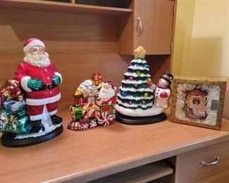4 Shiney Christmas Figures~ 1 is Ornament and 1 is Cookie Jar