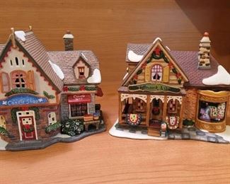 2 Santa's Workbench Village Pieces~ Candleshop and Needlework and Quilts