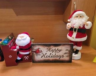2 Action Santas and Sign