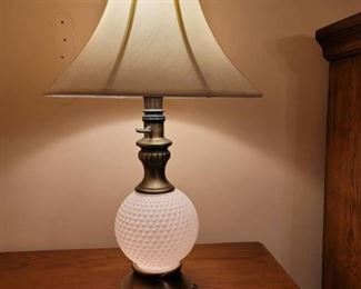 Brass and Glass Table Lamp with Shade