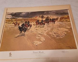 Limited Edition Print - Frank C McCarthy - signed print 68/1000 - Distant Thunder - U.S. Cavalry on patrol in Kansas during the 1870's *SOLD OUT AT PUBLISHER*
