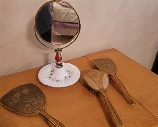 Vintage Mirror and Brush Set