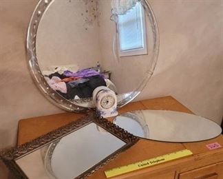 3 Vintage Mirrors and a Clock