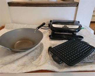 George Foreman Grill and Waffle Maker, Large Wok Pan