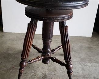 Antique Piano Stool with Claw and Ball Glass Feet - needs a little TLC