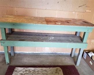 Wood Work Bench ~ 62 in. x 20 in. x 36 in.
