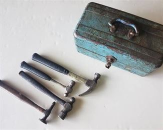 Tool Box with contents and Hammers