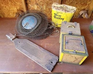 Fish Baskets, Scaling Board and Worm Houses with Worm Bedding
