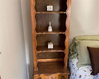  I’ve pair of wooden shelving units with bottom drawer 