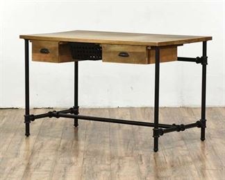 Modern Home Concepts Industrial 3-Drawer Desk With Woodgrain Top