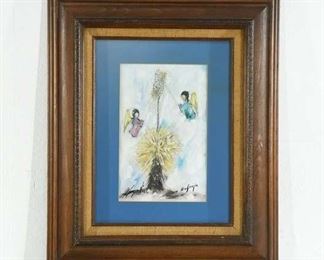 Vintage Degrazia Angel Print, Framed & Signed 1981