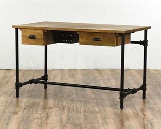 Modern Home Concepts Industrial 3-Drawer Desk With Woodgrain Top