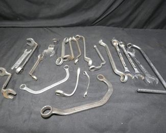 20 Wrenches some Professional Shaped
- Black Hawk XT-1011 Wrench
- Western Auto 7/16 Professional Shape Wrench
- ProAmerica 7/16 & 1/2 Professional Shape Wrench
- MFD Crescent 9/16 & 1/2 Bent Wrench
- Craftsman Offset 1/2 & 9/16
- Companion Offet Box 5/8 & 9/16 Wrench
- Indestro Offset Box 5/8 & 11/16
- Offset Box 3/4 & 3/16
- Cornwell Curved Crescent Wrench & Hex 3/4
- Fuller Combination Offset 11/16 & 11/18
- Westward Combination Offset 5/8
- Secure#14 7/16 Curved combination Wrench
- Armstrong Crowfoot Socket Wrench 1" - 1/2" drive
- Bonney 3/8 Drive Flare But Socket
- Billings Lifetime Curved Box End 6/16 & 1/2 Wrench
- 3/8 Drive Ratchet 9/16 Professional Shape
- Evercraft Combination Curved 5/16
- Flex head Socket Wrench 5/8
- Flex head Socket Wrench 3/4