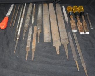 3 Stanley & Buck Bros Chisels & 16 Files