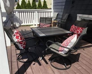 Patio Table and 4 Chairs, Outdoor Throw Pillows