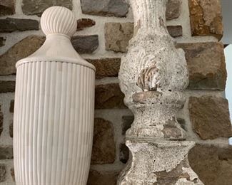 3. Pair of Inlaid Bone Lidded Urns by Lazy Susan
4. Pair of  Antiqued Pillar Finials