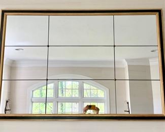 84. Window Pane Mirror w/ Button Finishes in Black and Gilt Frame (5' x 3')