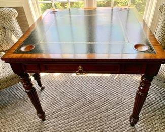 77. Maitland Smith Game Table w/ Inset Leather Top