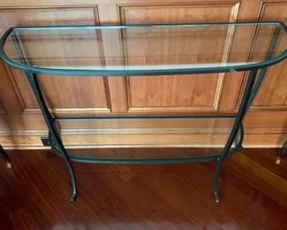 94. Glass Console Table on Metal Base