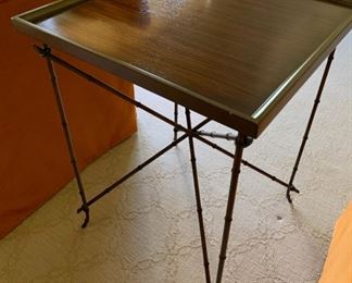 111. Hickory Accent Table on Metal Base