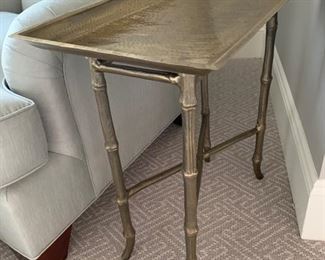 122. Regina Andrews Accent Table w/ Metal Bamboo Base