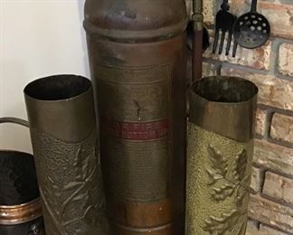 Mortar Trench Art and Fire Extinguisher