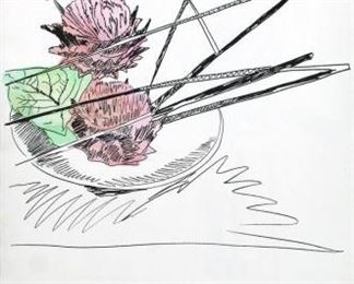 Andy Warhol Flowers Unique Hand Colored Serigraph