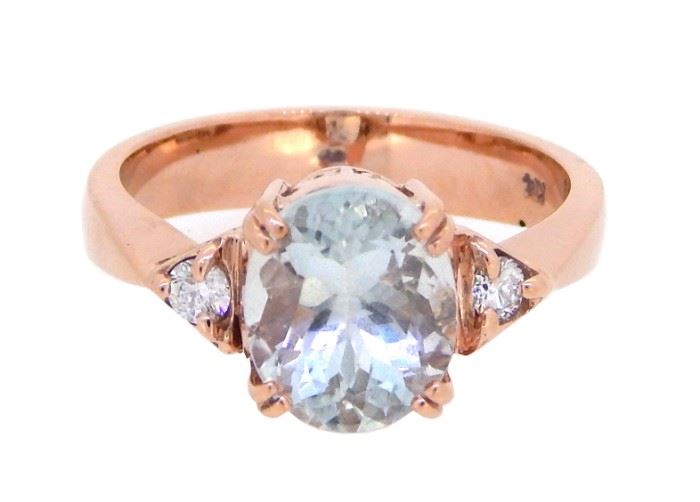 2.65ct Aquamarine & 0.13ct Diamond Ring