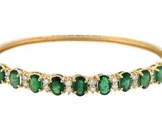 3.66ct Emerald & 0.85ct Diamond Bangle Bracelet