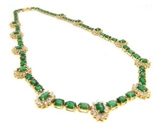 24.82ct Emerald & 2.70ct Diamond Necklace