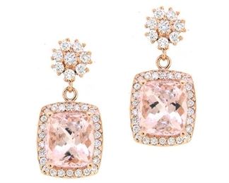 7.72ct Morganite & 1.17ct Diamond Earrings