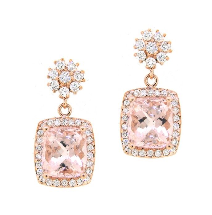 7.72ct Morganite & 1.17ct Diamond Earrings