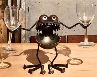 Awesome Frog-Monster Metal Art/ Wine Glass Holder