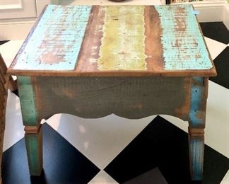 One of three hand painted tables