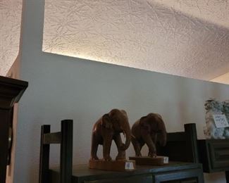 Wood carved elephants