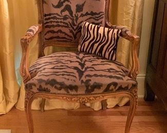 French chair in great looking brown/black fabric