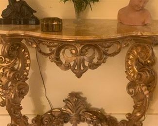 Gilded ROCOCO CONSOLE - Italian with marble top