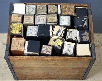 Antique Player Piano Song Rolls, Various Companies And Titles, Qty 24 Rolls, In Wood Crate
