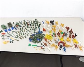 Large Lot of Vintage Army Men, Cowboys, Indians etc.
