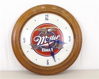 WORKING Wood Miller Beer Wall Clock