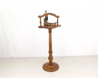 Vintage Wood Smoke Stand With Metal Pirate Ashtray